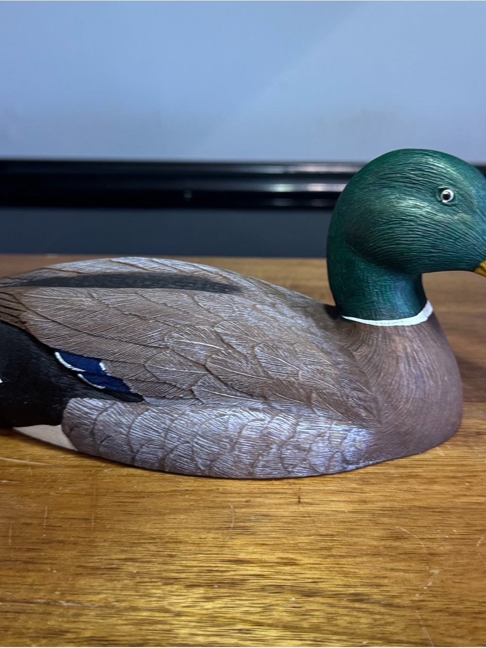 Hand-Painted Mallard Duck Figurine in Green & Brown - Decorative Home Accent